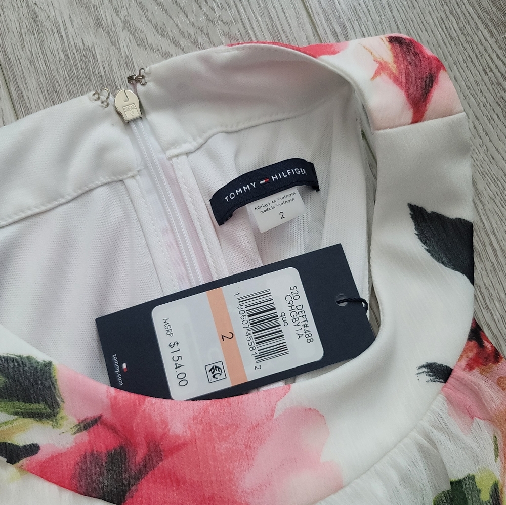 NWT Tommy Hilfiger Floral Chiffon Dress Sz 2 - Picture 4 of 15